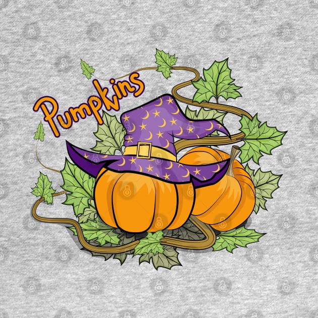 Pumpkins Art - Witch Hat by Designoholic